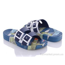 Фотография Шлепки детские летние Лето 11379 blue-khaki (6 пар р.30-35) "Violeta" недорого оптом от прямого поставщика