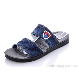 Шльопанці чоловічі пляжні Літо Ж102 джинс (6 пар р.40-45) "Oscar" недорого оптом від прямого постачальника