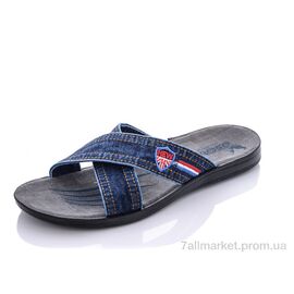 Шльопанці чоловічі пляжні Літо Х66 джинс (6 пар р.43-47) "Oscar" недорого оптом від прямого постачальника