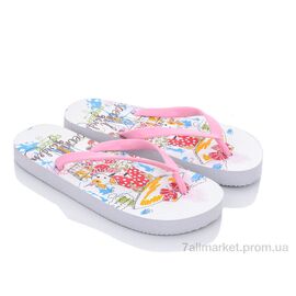 Фотография Шлепки детские летние Лето Турция розово-белый (6 пар р.30-35) "Soylu" недорого оптом от прямого поставщика