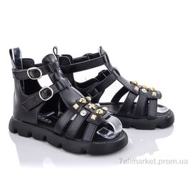 Фотография Босоножки детские летние Лето PL8(1150B) black (6 пар р.32-37) "Violeta" недорого оптом от прямого поставщика