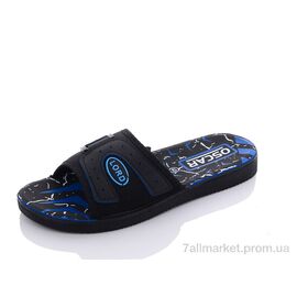 Шльопанці чоловічі пляжні Літо S23 black-blue (6 пар р.40-45) "Oscar" недорого оптом від прямого постачальника