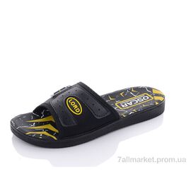 Шльопанці чоловічі пляжні Літо S23 black-yellow (6 пар р.40-45) "Oscar" недорого оптом від прямого постачальника