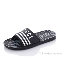 Шльопанці чоловічі пляжні Літо S40 black (6 пар р.40-45) "Oscar" недорого оптом від прямого постачальника