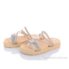 Шльопанці жіночі полегшені Літо D18 бежевий (12 пар р.36-41) "Lion" недорого оптом від прямого постачальника