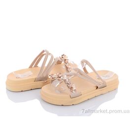 Шльопанці жіночі полегшені Літо D12 бежевий (12 пар р.36-41) "Lion" недорого оптом від прямого постачальника