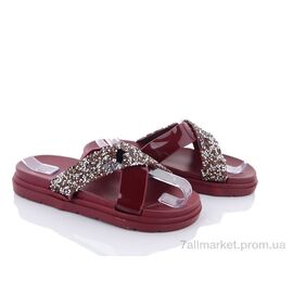 Фотография Шлепки женские облегченные Лето D16 бордовий (12 пар р.36-41) "Lion" недорого оптом от прямого поставщика