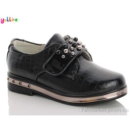 Фотография Туфли детские удобные Весна/осень 88-83 black (8 пар р.30-37) "Yalike" недорого оптом от прямого поставщика