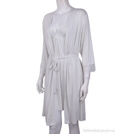 Халат жіночий Весна/осінь 16145 white (3 шт. р.сіткаS-L) "Textile" недорого оптом від прямого постачальника