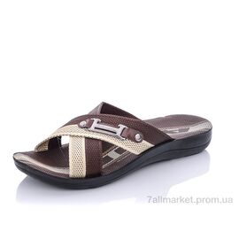 Шльопанці чоловічі пляжні Літо A111 верёвка коричневый (6 пар р.40-44) "Oscar" недорого оптом від прямого постачальника