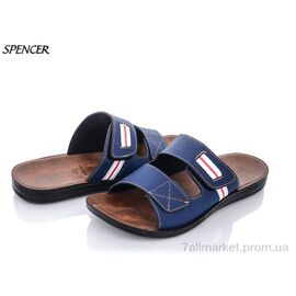 Шльопанці чоловічі пляжні Літо 10497 нубук синий (6 пар р.41-45) "Spencer" недорого оптом від прямого постачальника