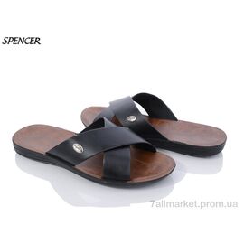 Шльопанці чоловічі пляжні Літо 3404 black (6 пар р.41-46) "Spencer" недорого оптом від прямого постачальника