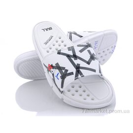Шльопанці чоловічі пляжні Літо R023 white (08841) (6 пар р.40-45) "Obuvok" недорого оптом від прямого постачальника