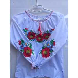 Фотография Вышиванка детская на девочку 026 white р.128-164 "Кузя" недорого оптом от прямого поставщика