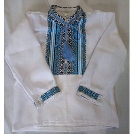 Фотография Вышиванка детская на мальчика 031 white р.128-164 "Кузя" недорого оптом от прямого поставщика