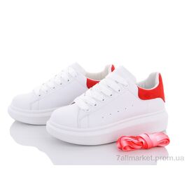 Фотография Кроссовки женские модные Весна/осень 20-657 white-red (8 пар р.36-40) "Violeta" недорого оптом от прямого поставщика