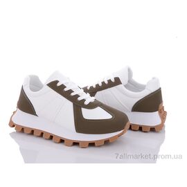 Фотография Кроссовки женские модные Весна/осень 149-9-7 white-olive (8 пар р.36-41) "Violeta" недорого оптом от прямого поставщика