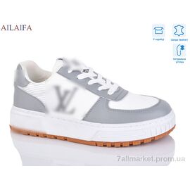 Фотография Кроссовки женские модные Весна/осень 2056 white-grey (8 пар р.36-41) "Ailaifa" недорого оптом от прямого поставщика