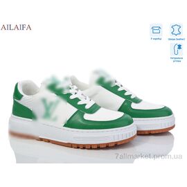 Фотография Кроссовки женские модные Весна/осень 2056 white-green (8 пар р.36-41) "Ailaifa" недорого оптом от прямого поставщика