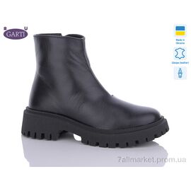 Черевики жіночі стильні Весна/осінь 6723 чорна шкіра байка (6 пар р.36-40) "Garti" недорого оптом від прямого постачальника