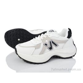 Кросівки жіночі модні Весна/осінь HD46(136-34) white-black (8 пар р.36-41) "Violeta" недорого оптом від прямого постачальника
