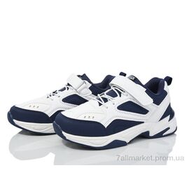 Фотография Кроссовки детские модные Весна/осень LC817 white-blue (6 пар р.32-37) "Цветик" недорого оптом от прямого поставщика