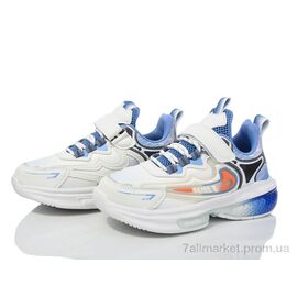Фотография Кроссовки детские модные Весна/осень LC994 white-l.blue (6 пар р.32-37) "Цветик" недорого оптом от прямого поставщика