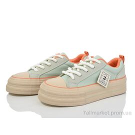 Кеди жіночі стильні Весна/осінь 170-28 green-orange (8 пар р.36-40) "Violeta" недорого оптом від прямого постачальника