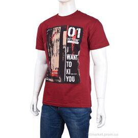 Футболка чоловіча Літо 3707-110-4 bordo (4 шт. р.сіткаM-2XL) "Мир" недорого оптом від прямого постачальника