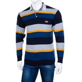 Фотография Свитер мужской 901 navy-yellow р.M-2XL "STREET" недорого оптом от прямого поставщика