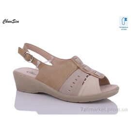 Фотография Босоножки женские летние Лето B205 beige-7 (8 пар р.37-42) "Chunsen" недорого оптом от прямого поставщика