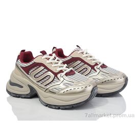 Фотография Кроссовки женские модные Весна/осень 20-1068-2 gold-red (8 пар р.36-41) "Violeta" недорого оптом от прямого поставщика