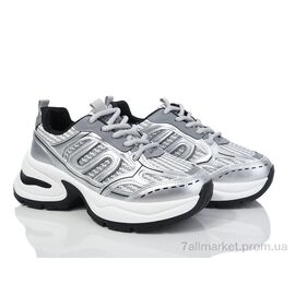 Фотография Кроссовки женские модные Весна/осень 20-1068-4 grey-silver (8 пар р.36-41) "Violeta" недорого оптом от прямого поставщика