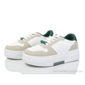 Кросівки жіночі модні Весна/осінь 20-1060-4 white-green (8 пар р.36-41) "Violeta" недорого оптом від прямого постачальника