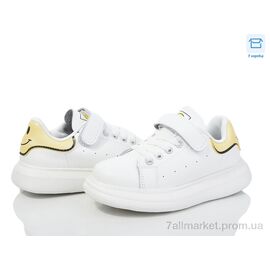 Фотография Кроссовки детские модные Весна/осень A107-4 yellow (8 пар р.26-31) "Ok Shoes" недорого оптом от прямого поставщика