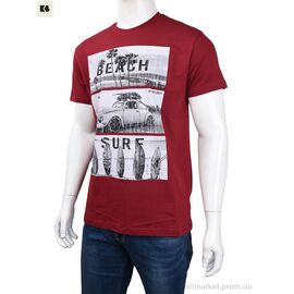 Футболка чоловіча Літо 3707-0078-4 bordo (4 шт. р.сіткаM-2XL) "BIG" недорого оптом від прямого постачальника