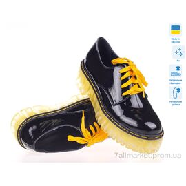 Фотография Туфли женские стильные Весна/осень Prime L-342-733 NKL BLACK-YELLOW LAK (8 пар р.36-40) "Prime-Opt" недорого оптом от прямого поставщика