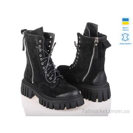 Фотография Ботинки женские стильные Весна/осень Prime L-21153-3592 Z BLACK ZAMSHA (8 пар р.36-40) "Prime-Opt" недорого оптом от прямого поставщика