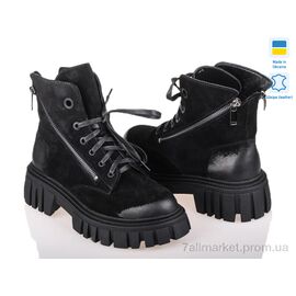 Фотография Ботинки женские стильные Весна/осень Prime L-21153-3351 Z BLACK ZAMSHA (8 пар р.36-40) "Prime-Opt" недорого оптом от прямого поставщика