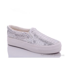 Фотография Слипоны женские тканевые Весна/осень 6313 серебряный (12 пар р.36-40) "CR" недорого оптом от прямого поставщика