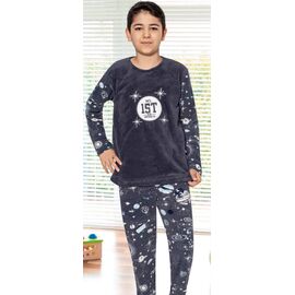 Піжама дитяча тепла на хлопчика 8866 grey р.9-12 "iBamBino" недорого оптом від прямого постачальника