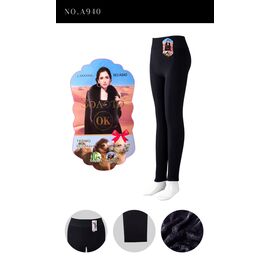 Фотография Лосины женские тёплые A940 black мех р.50-58 "Алия" недорого оптом от прямого поставщика