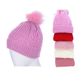 Шапка дитяча зимова на дівчинку YB53 mix флис р.50-54 "Red Hat" недорого оптом від прямого постачальника