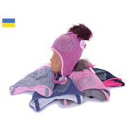 Шапка дитяча зимова на дівчинку P182 mix флис р.50-52 "Red Hat" недорого оптом від прямого постачальника