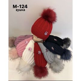 Шапка дитяча зимова на дівчинку KA-M124 mix флис р.48-52 "Red Hat" недорого оптом від прямого постачальника