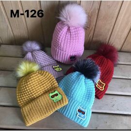 Шапка дитяча зимова на дівчинку KA-M126 mix флис р.50-54 "Red Hat" недорого оптом від прямого постачальника