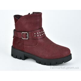 Черевики дитячі зручні Зима W137-3 bordo (8 пар р.33-38) "Violeta" недорого оптом від прямого постачальника