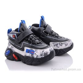 Фотография Кроссовки детские модные зима A215S blue (12 пар р.21-26) "Мир" недорого оптом от прямого поставщика