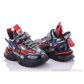 Фотография Кроссовки детские модные зима A211B black-red (12 пар р.26-31) "Мир" недорого оптом от прямого поставщика