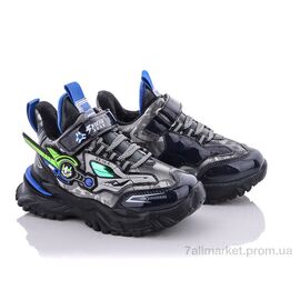 Фотография Кроссовки детские модные зима A211B black-blue (12 пар р.26-31) "Мир" недорого оптом от прямого поставщика